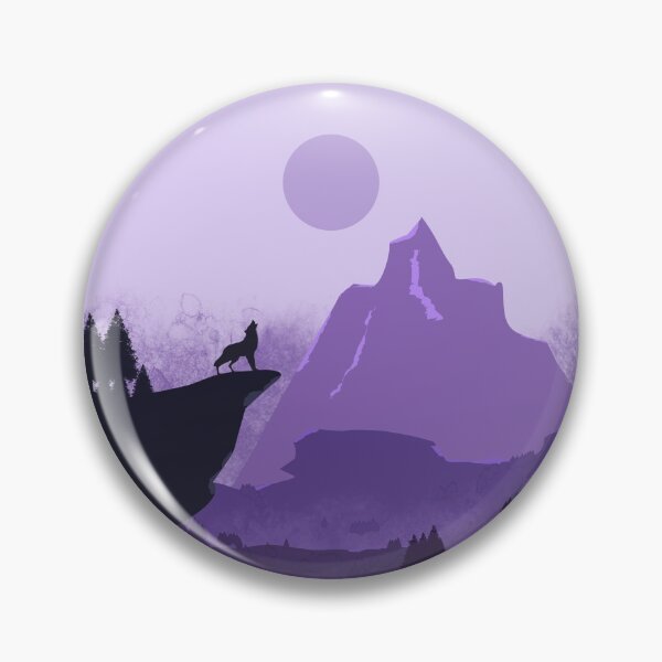Item preview, Wolf Howling on a Cliff. Flat style in purple. designed and sold by Mount-Molehill.