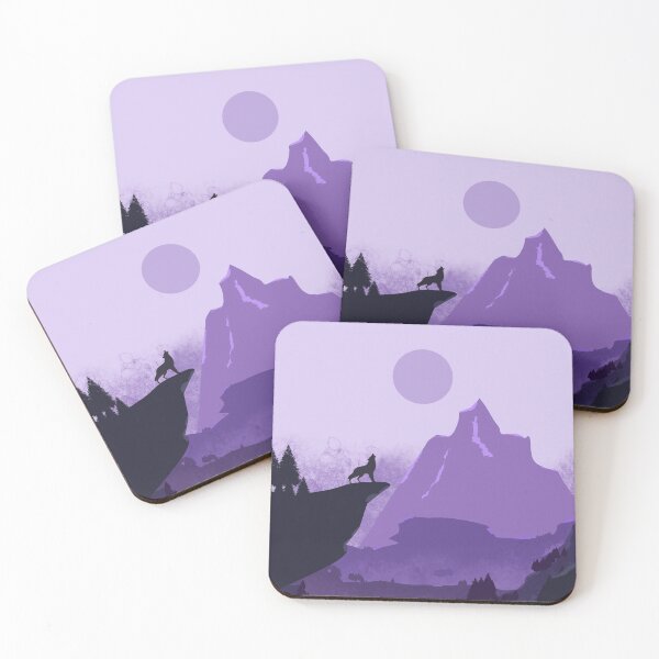 Item preview, Wolf Howling on a Cliff. Flat style in purple. designed and sold by Mount-Molehill.