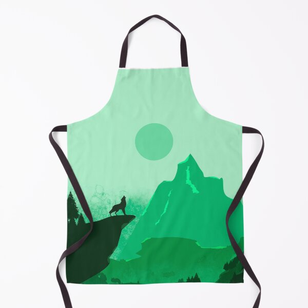 Item preview, Wolf Howling on a Cliff. Flat style in green. designed and sold by Mount-Molehill.