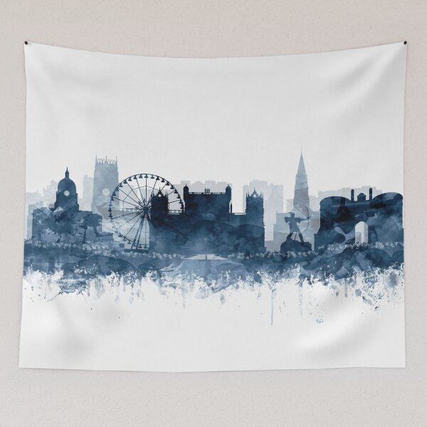 Item preview,  Nottingham Skyline Watercolor Navy Blue by Zouzounio Art designed and sold by zouzounioart.