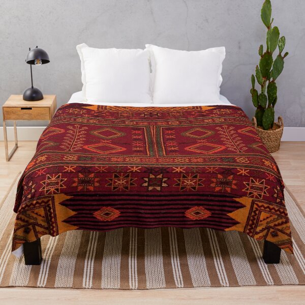 Traditional Moroccan Artwork Design Throw Blanket