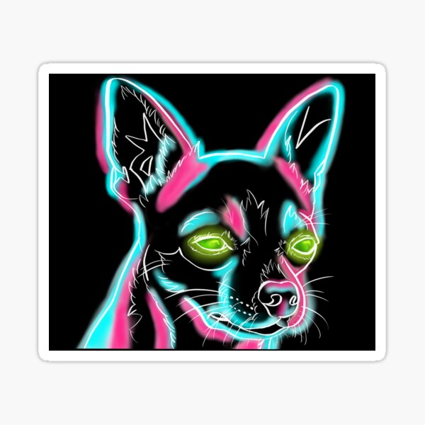 "Neon Chihuahua" Sticker for Sale by LeannaMarieArt Redbubble