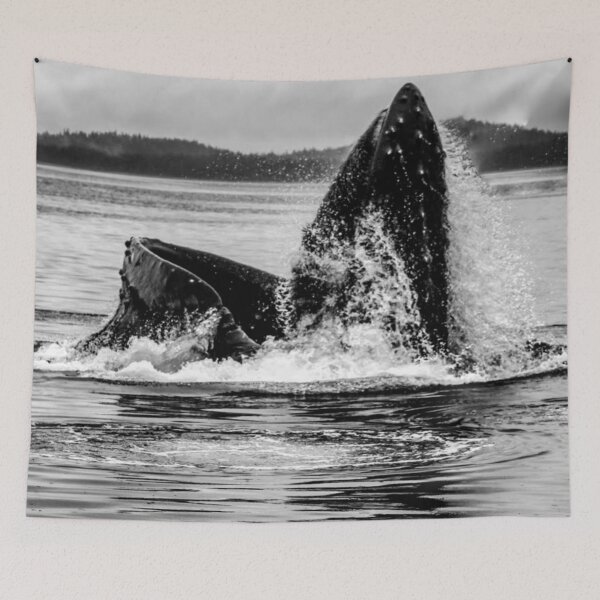 Item preview, Whale Bursting from the Ocean Black and White designed and sold by neta98.