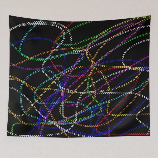 Item preview, Abstract Rainbow Double Stitch Loops Design on Black Background designed and sold by EclecticPaintin.