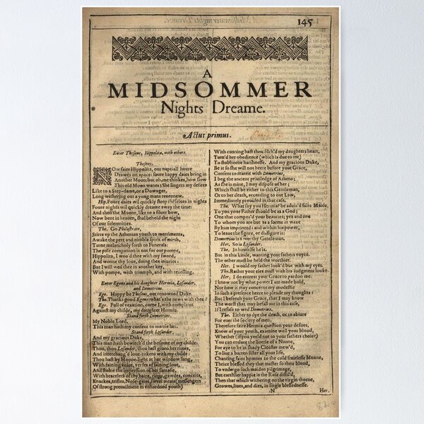 page from a midsummer night's dream Poster