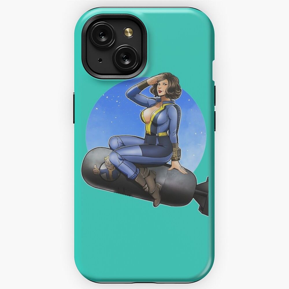 Fallout Vault Girl ridding atomic bomb