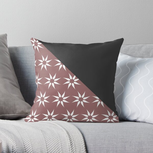 White Carlina (on cypress bark red and dark grey)  Throw Pillow