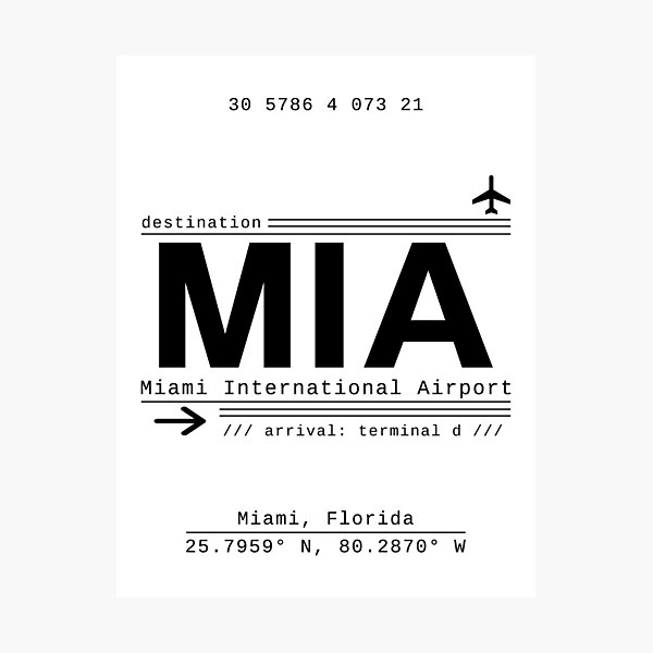 Item preview, MIA Miami International Airport Call Letters designed and sold by Leah Biernacki.