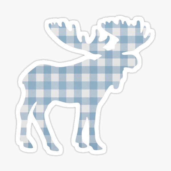 Item preview, Moose Light Blue Plaid Silhouette designed and sold by MinnesotApparel.
