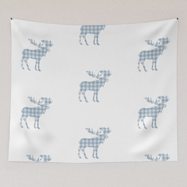 Item preview, Moose Light Blue Plaid Silhouette designed and sold by MinnesotApparel.