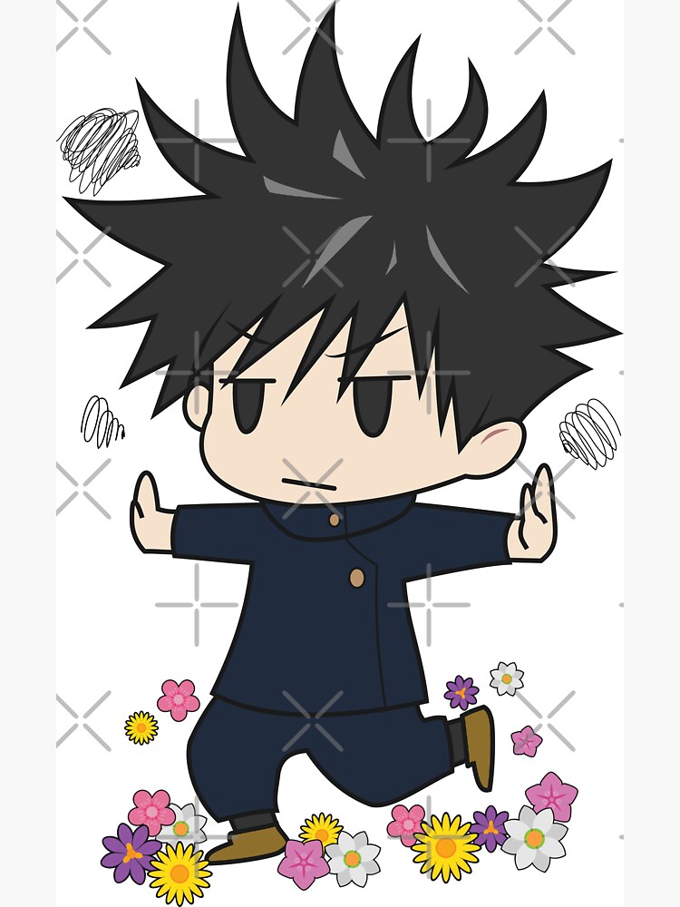 Jujutsu Kaisen Fushiguro Megumi Chibi With Flowers Magnet By