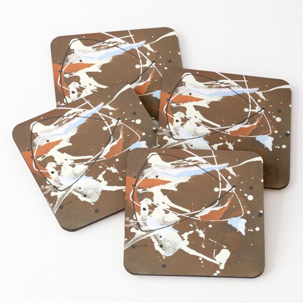 Item preview, Earthy coloured abstract with spots and blue highlights designed and sold by ZebEddy.