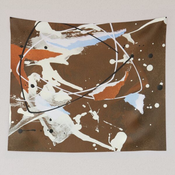 Item preview, Earthy coloured abstract with spots and blue highlights designed and sold by ZebEddy.