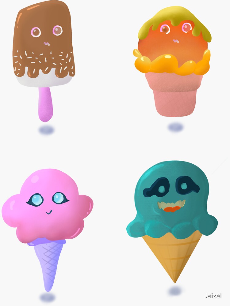 Cute Ice Cream Kawaii Sticker Set Sticker For Sale By Jaizel Redbubble 1563