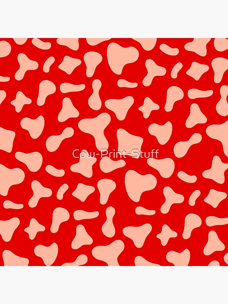 "Pink Cow Print on Valentine Red Cow Holstein Cow Print" Sticker by