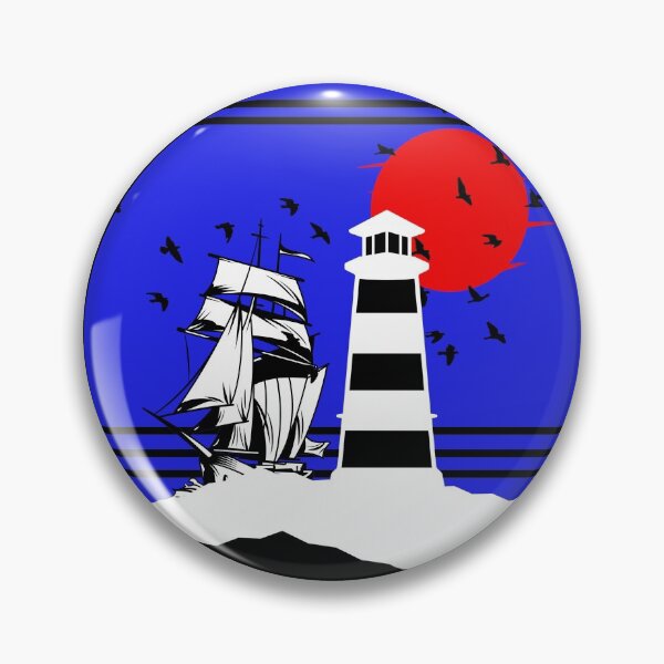 Item preview, Retro lighthouse maritime sailing ship vacation designed and sold by shurikaner.