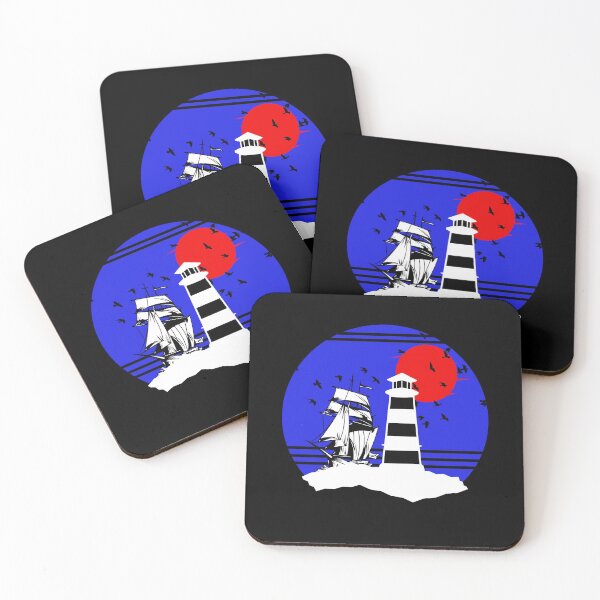 Item preview, Retro lighthouse maritime sailing ship vacation designed and sold by shurikaner.