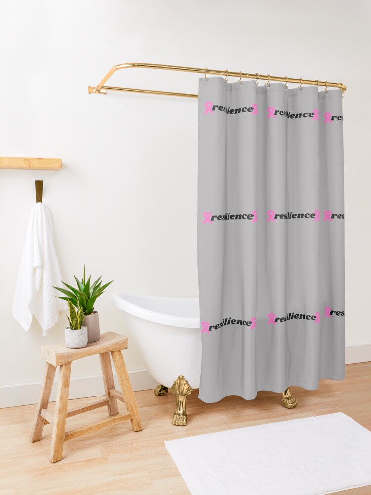 "Breast Cancer Awareness Resilience" Shower Curtain for Sale by