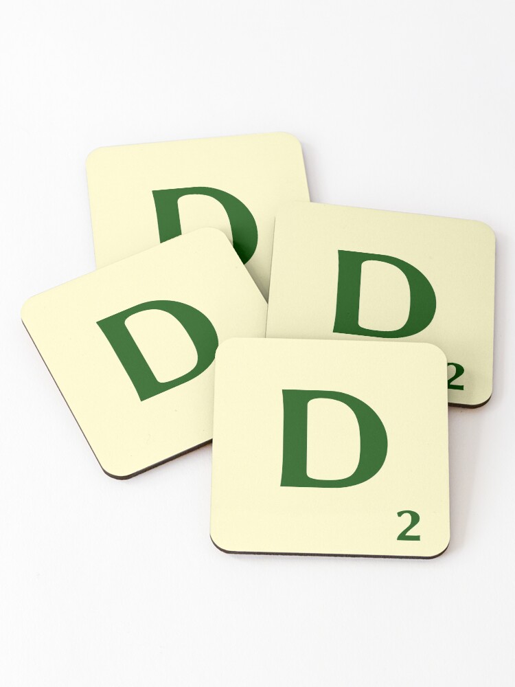 Imagen 1 de 5, Posavasos (lote de 4) con la obra Ficha de Scrabble de la D de 2 puntos, diseñada y vendida por fgrdisseny.