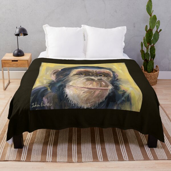 Item preview, Loose Painting of a Smart Looking Chimpanzee on Yellow Background designed and sold by ibadishi.