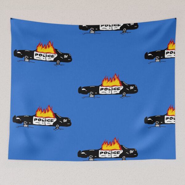 Aperçu de l'œuvre Voiture de police en feu 1312 art créée et vendue par VADIMproducts.