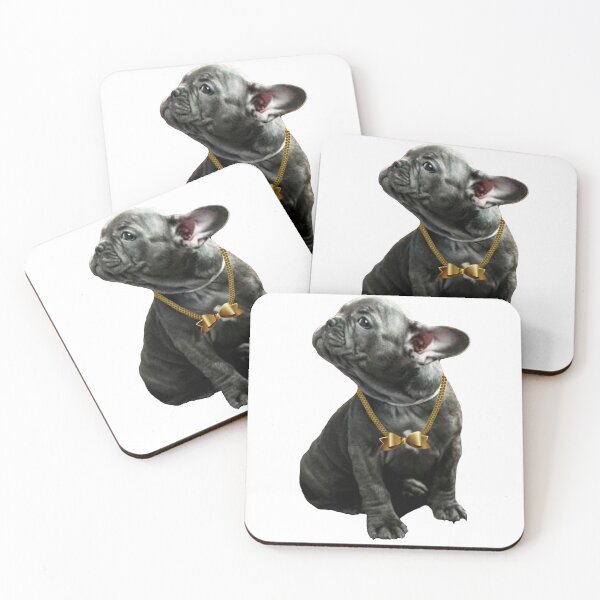Item preview,  French Bulldog with a chain around his neck and a gold bow designed and sold by Galina Kostyaeva.