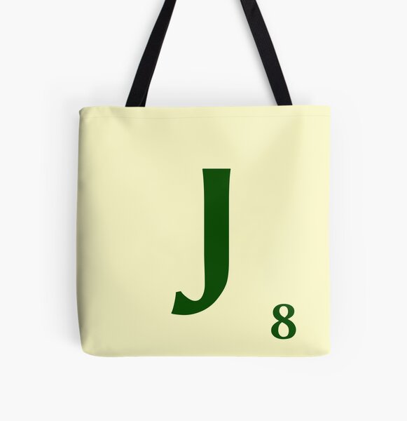 Ficha de Scrabble de la J de 8 puntos Bolsa estampada de tela