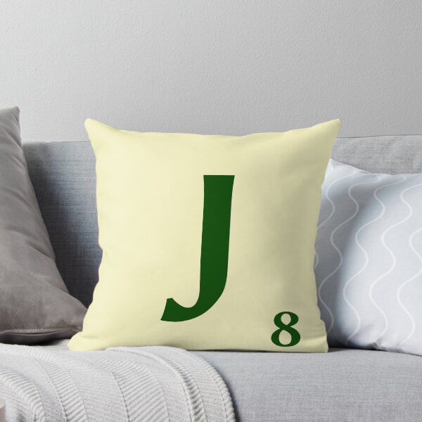 Ficha de Scrabble de la J de 8 puntos Cojín
