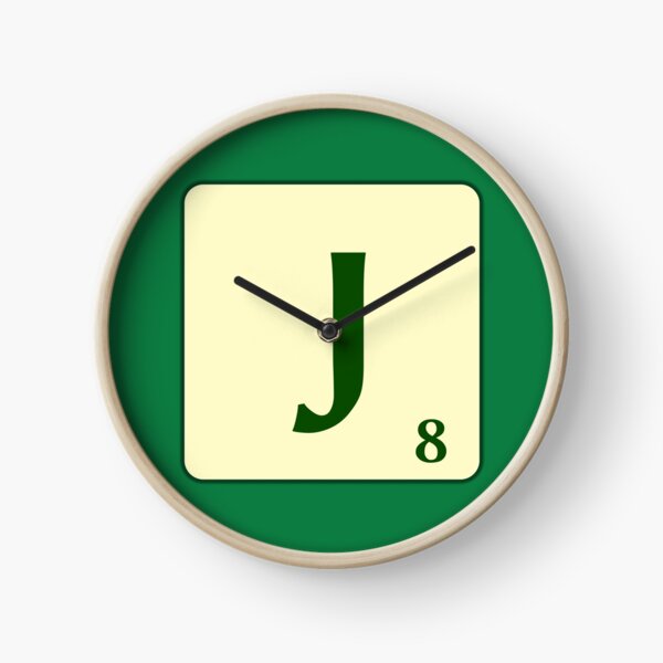 Ficha de Scrabble de la J de 8 puntos Reloj