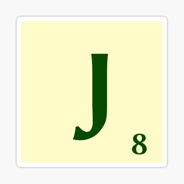 Ficha de Scrabble de la J de 8 puntos Pegatina