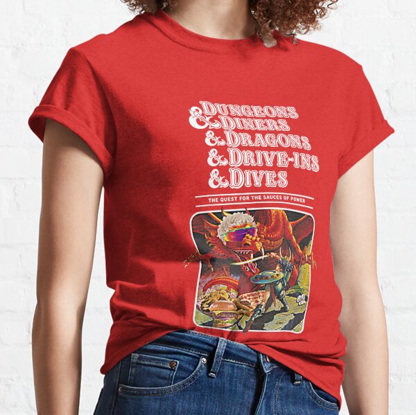 Aperçu de l'œuvre T-shirt Donjons & Diners & Dragons & Drive-ins & Dives créée et vendue par OcelotttXA21.
