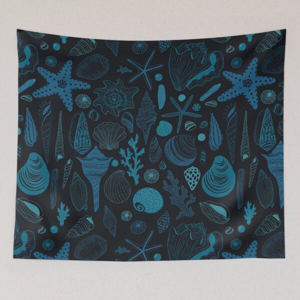 Item preview, Sea shells on dak blue designed and sold by Katerina Mitkova Kirilova.