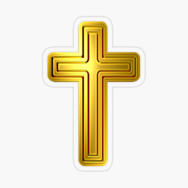 Simple Christian Cross Sticker by Gold Target - Pixels