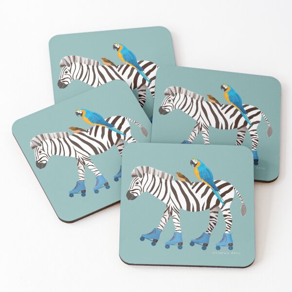 Item preview, Roller skating Zebra with Bird Friends designed and sold by OstarasAttic.