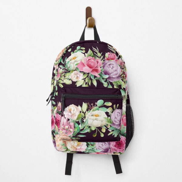 Item preview, Beautiful floral design, pink and purple flowers, dark background and pretty light teal leaves, soft and pretty designed and sold by Orianah.