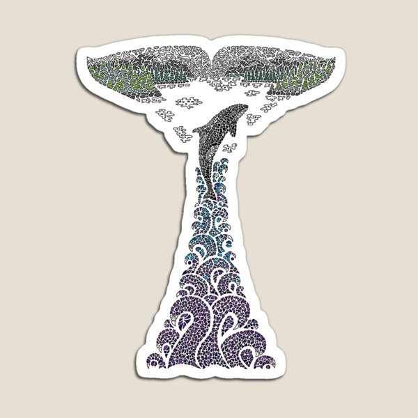 Orca whale tail illustration Magnet