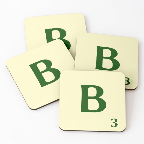 Ficha de Scrabble de la B de 3 puntos Posavasos (lote de 4)