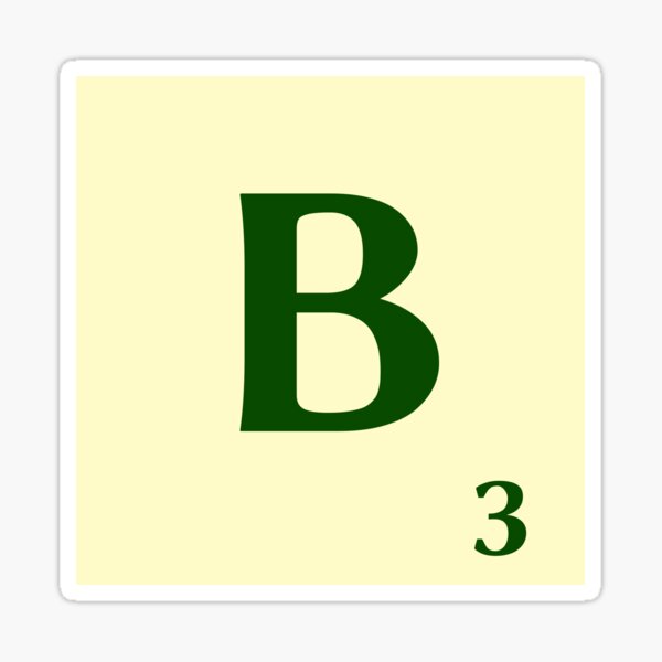 Vista previa del artículo con la obra «Ficha de Scrabble de la B de 3 puntos», diseñado y vendido por fgrdisseny.