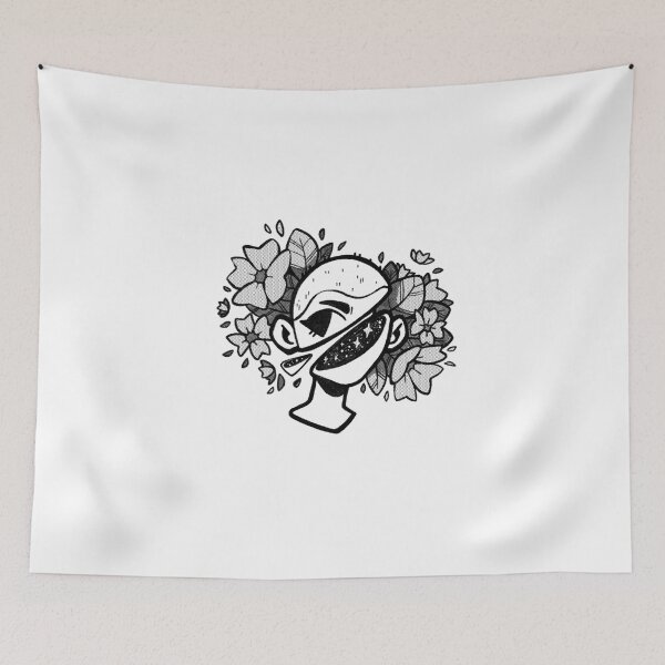 Item preview, Aesthetic cut head with flowers [BLACK HALFTONE] designed and sold by Nocmora.