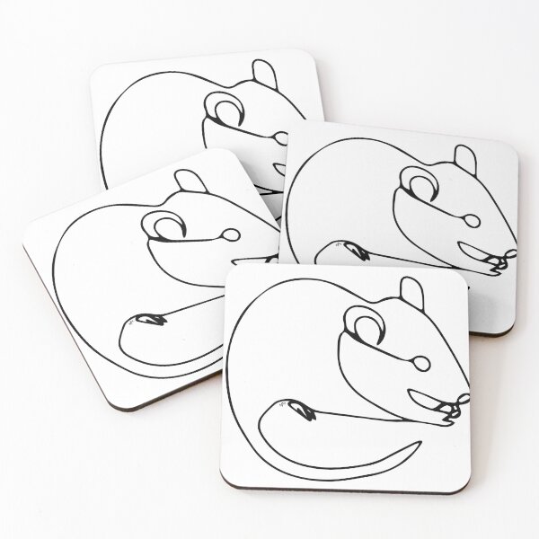 Item preview, cat and rat in single line drawing (continuous line drawing) designed and sold by Mohes-art.