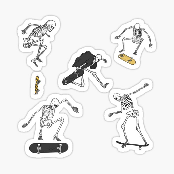 Skateboarding Skeletons Sticker