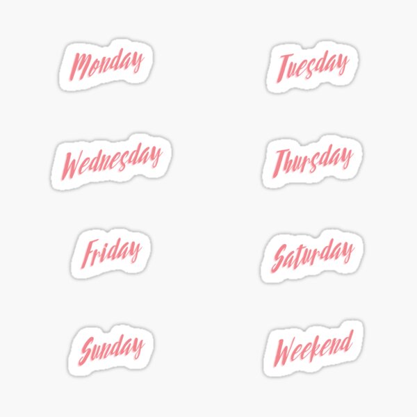 Days of the week set - pink text Sticker