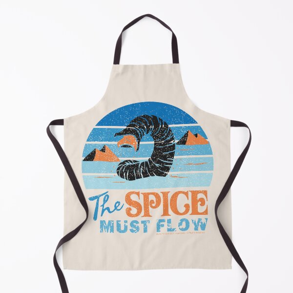 The Spice Must Flow - Vintage Sandworm Circular Shades of Blue - Dune (2021 film) Apron