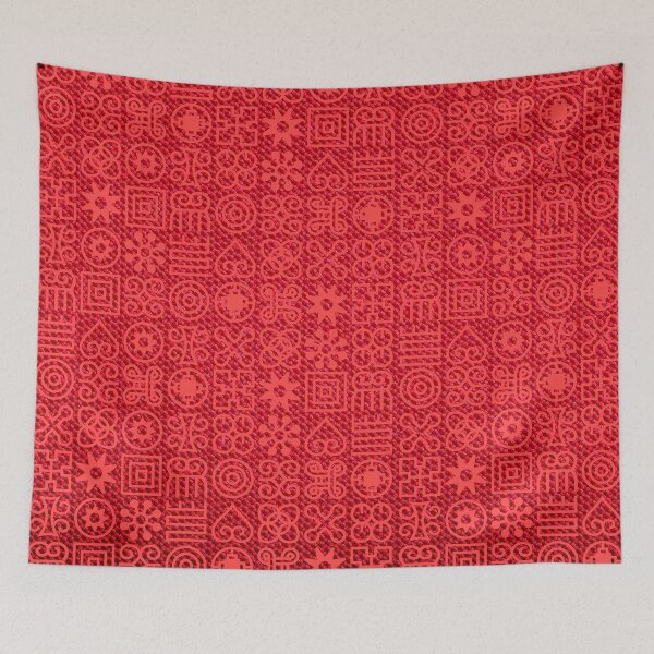 Item preview, Multi-Pattern Afri-Aztec Cherry Red Fabric Textured Effect Boho Aesthetics design [#165] designed and sold by AfriStyleUK.
