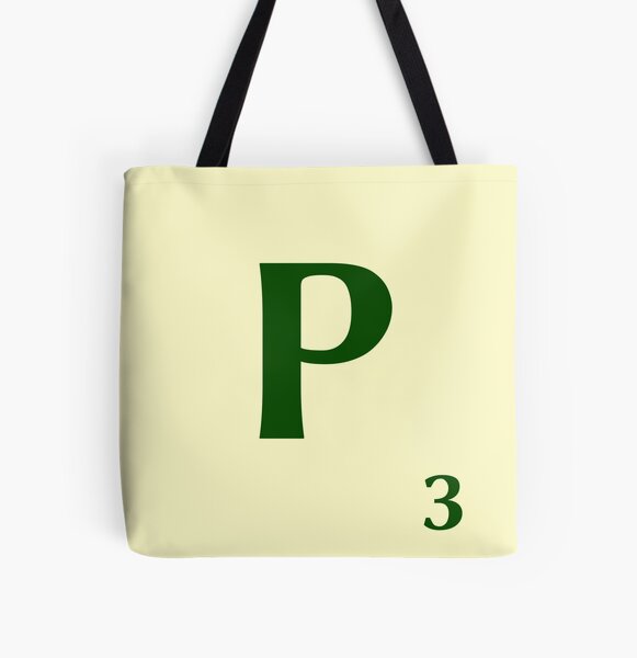 Ficha de Scrabble de la P de 3 puntos Bolsa estampada de tela