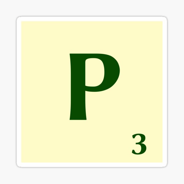 Ficha de Scrabble de la P de 3 puntos Pegatina