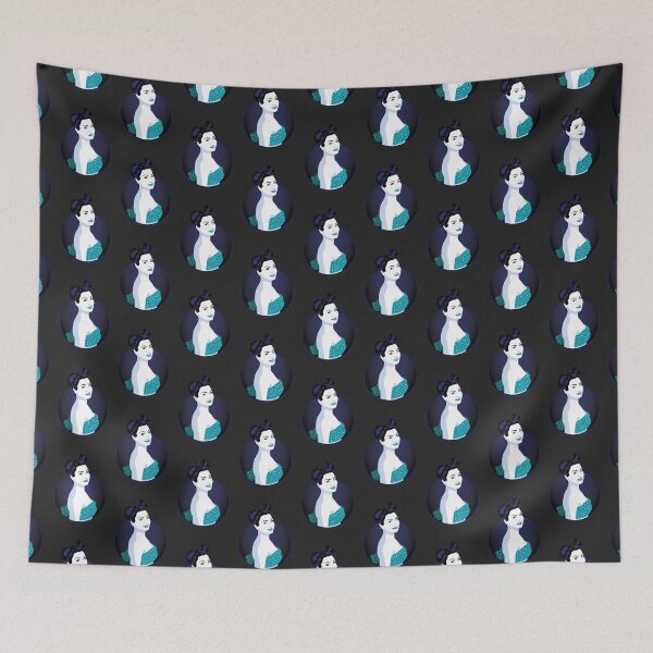 Item preview, Pin Up Girl | Louisa - Turquoise & Blue (Dark Background) designed and sold by ladyfacecreates.