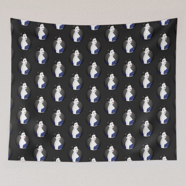 Item preview, Pin Up Girl | Louisa - Blue & Grey (Dark Background) designed and sold by ladyfacecreates.