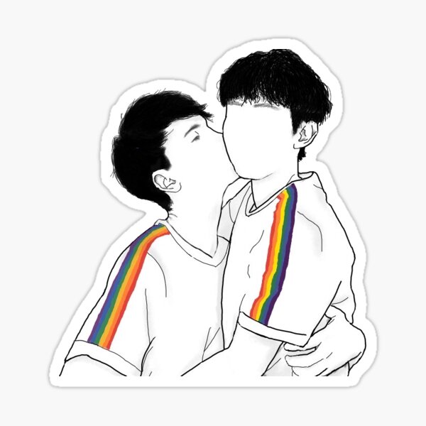 Gays couple #1 LINEART Sticker
