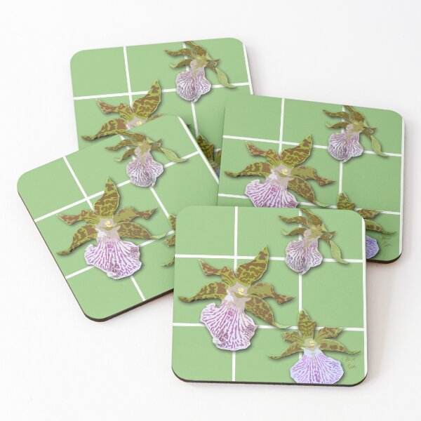 Item preview, Tiger Orchids Pastel Green White Lines designed and sold by SpiritGifts.